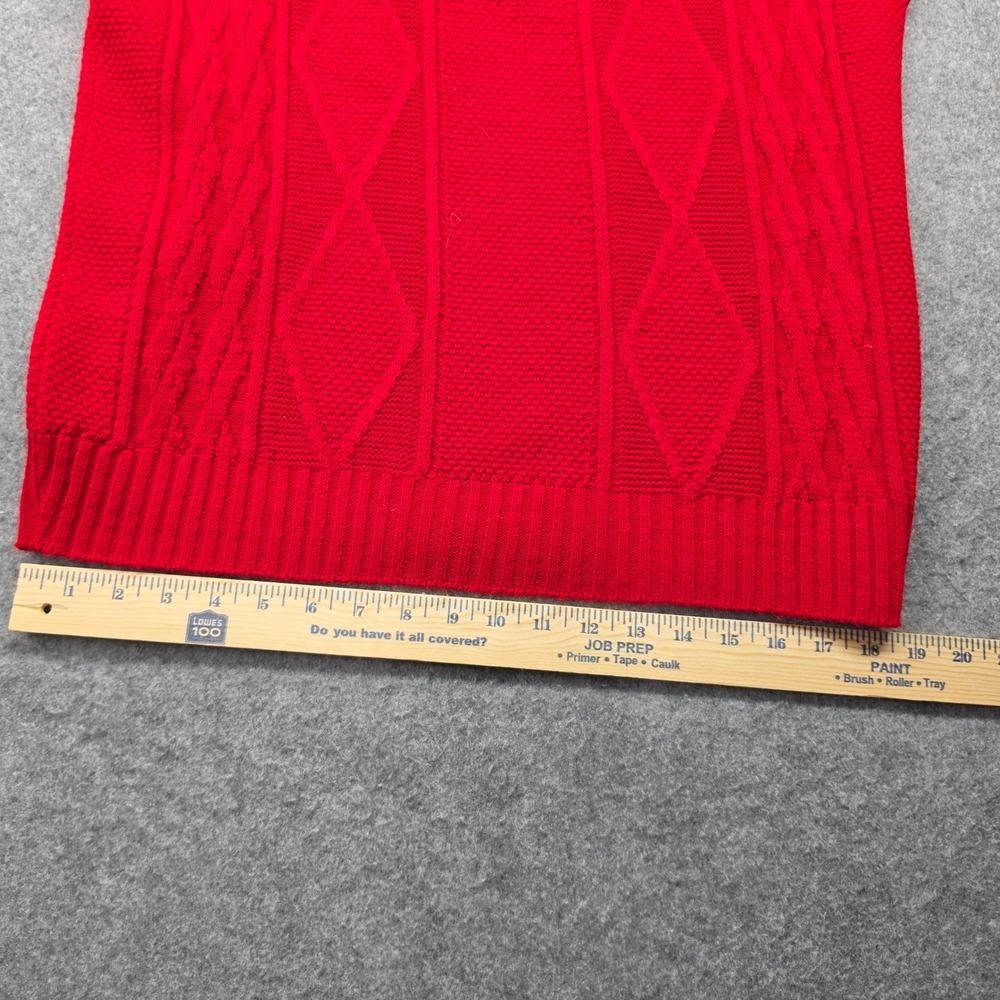 Vintage 70'sEdgeworth Men Red Cable Knit V-Neck Sweater Vest Acrilan Acrylic MG - Picture 2 of 13